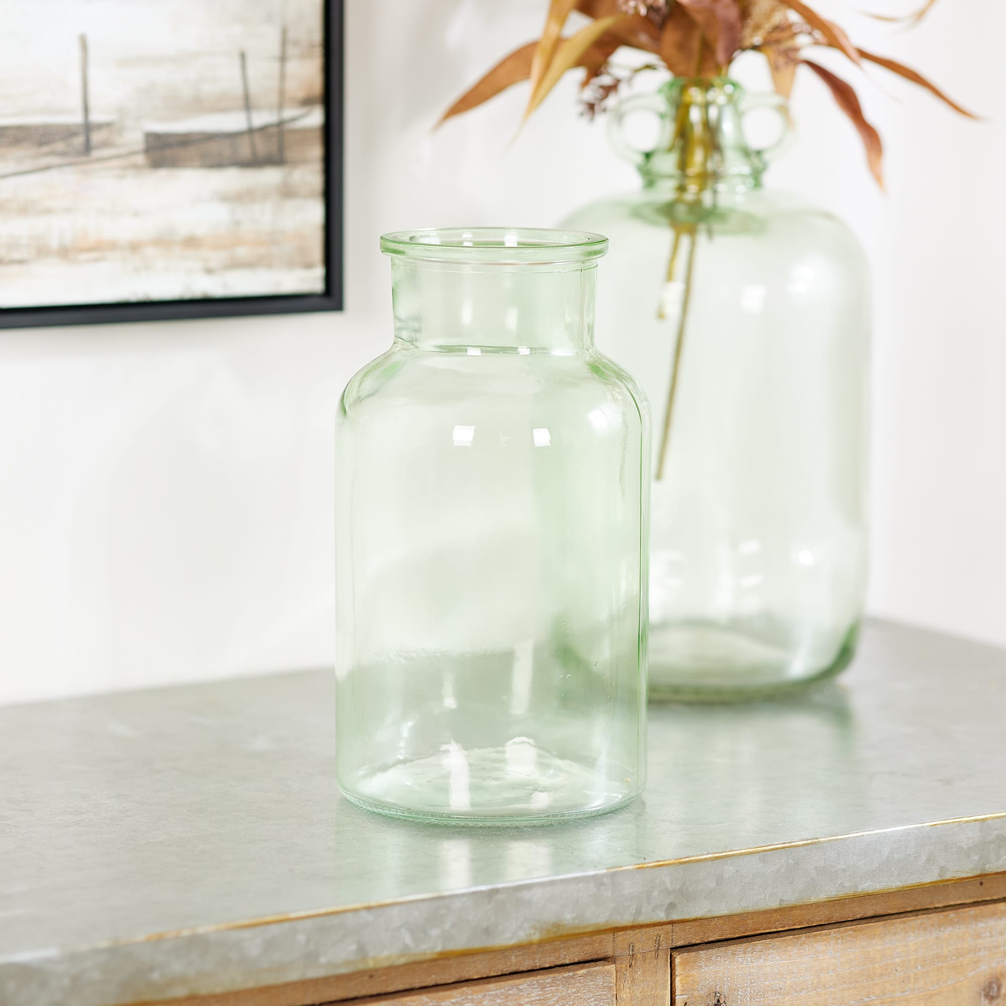 10.25" Sage Green Glass Vase